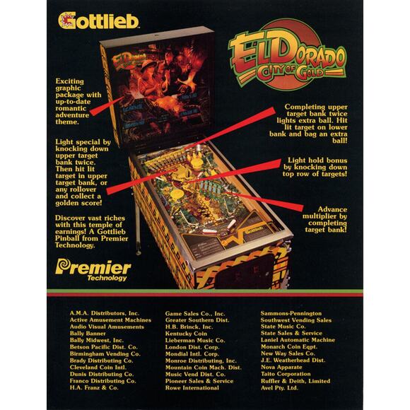 Eldorado City Of Gold Pinball Flyer Original 1984 Western Artwork Vintage Retro - Picture 1 of 2